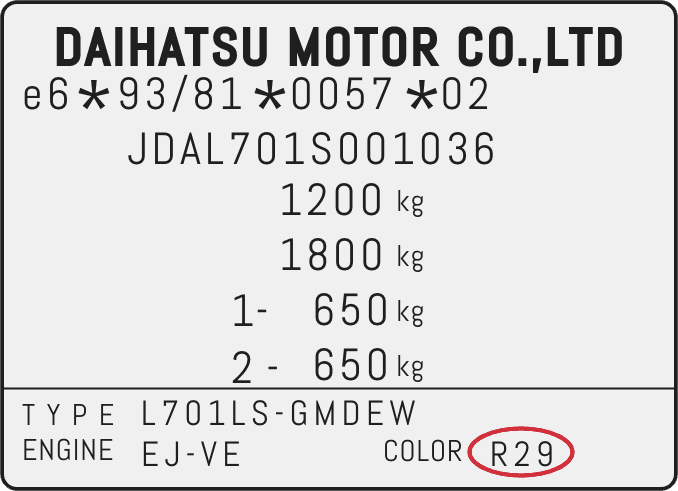 Daihatsu Color Location